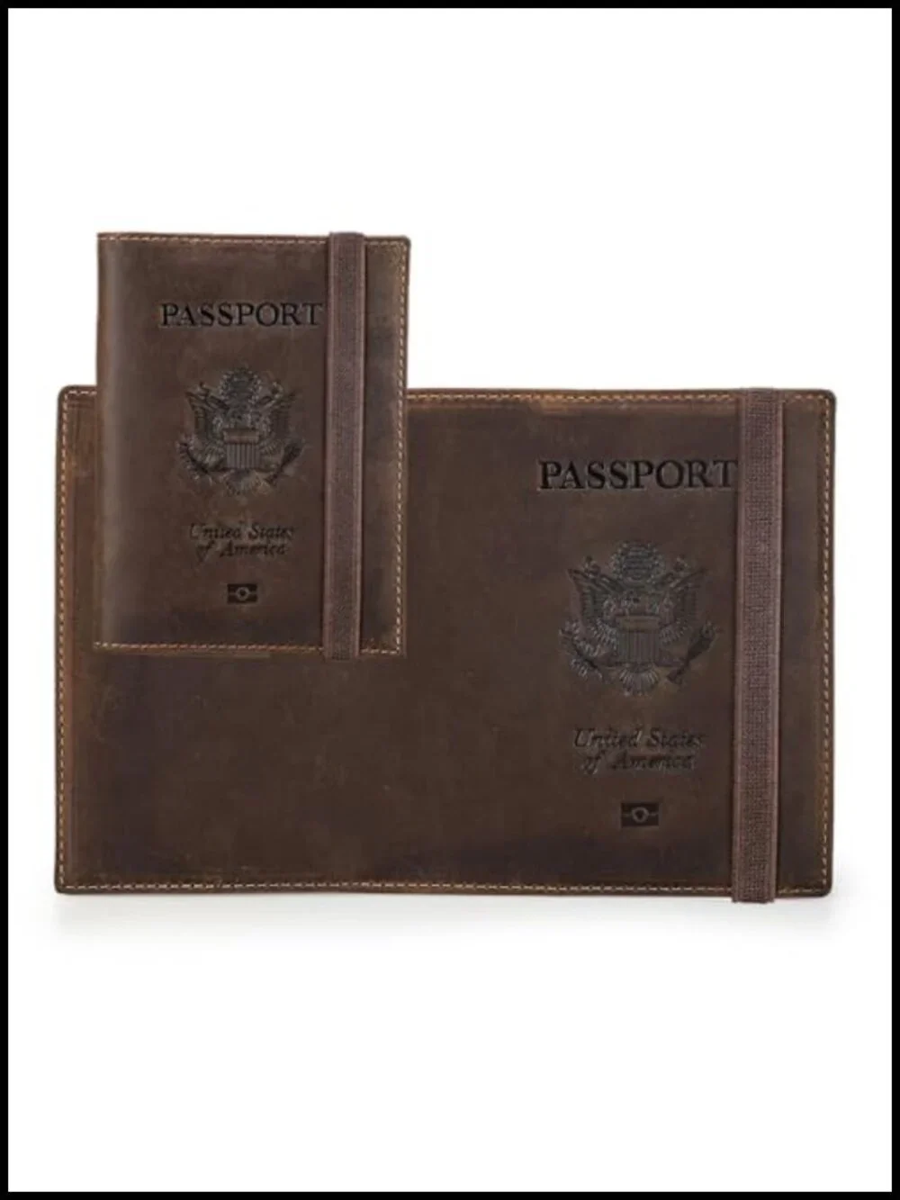 Full Grain Leather Passport Holder RFID Blocking Airtag Compatible Travel Wallet